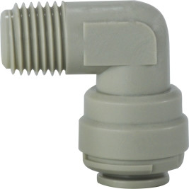 Midland Metal 20069P 90 deg Fixed Elbow, 1/4 in Push-In x 1/4 in MIP, Plastic