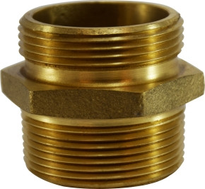 Midland Metal 444049 Fire Hose Hex Nipple, 3 in MNPT x 2-1/2 in MNST, Brass