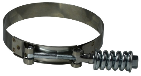 Midland Metal 844325 Spring Loaded T-Bolt Hose Clamp, 3-1/4 in Minimum Clamp Diameter, 300 Stainless Steel