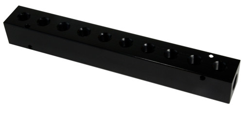 Midland Metal 28456 10 Port Manifold, 1/4 in Inlet, 1/8 in Outlet, FPT, Aluminum