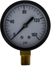 Midland Metal 80034 Pneumatic Pressure Gauge, 2-1/2 in Dial, 0 to 100 psi Measuring Range, 1/4 in Connection