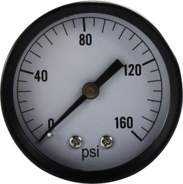 Midland Metal 80305 Pneumatic Pressure Gauge, 2 in Dial, 0 to 160 psi Measuring Range, 1/4 in Connection