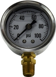 Midland Metal 80605 Pneumatic Pressure Gauge, 1-1/2 in Dial, 0 to 160 psi Measuring Range, +/-1.5 % Accuracy