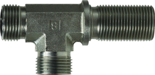 Midland Metal 27048 Bulkhead Run Tee, 3/4 in 37 deg JIC Flared x 3/4 in 37 deg JIC Flared x 3/4 in, Steel