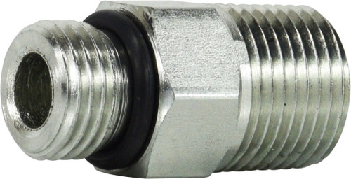 Midland Metal 640164 Straight Adapter, 9/16 in Male ORB x 1/4 in MNPT, Steel