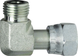 Midland Metal FS650044 90 deg Swivel Nut Elbow, 9/16 in Male ORFS x 7/16 in ORFS, Steel