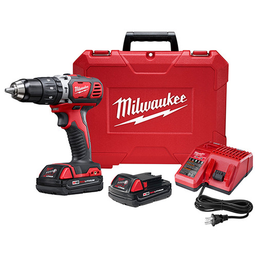 Milwaukee 2607-22CT M18 Compact 1/2 in. Hammer Drill/Driver Kit w/ Compact Batteries
