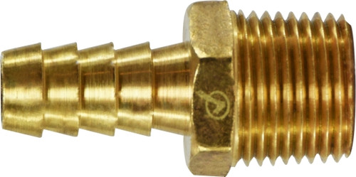 Midland Metal 32954LF Rigid Adapter, 1/4 in Hose Barbed x 3/4 in MIP, Brass