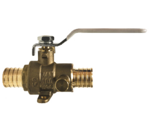 Midland Metal 945651LF Ball Valve with Waste Drain and Drop Ear, 3/4 in Nominal, PEX x PEX