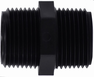 Midland Metal 28619P Hex Nipple, 2 in MPT x 2 in MPT, Polypropylene, Black