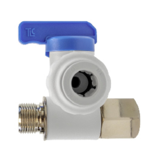 Midland Metal 20985P 3-Way Stop Adapter Valve, 1/4 x 1/4 x 1/4 in Nominal, Polypropylene Body, Domestic