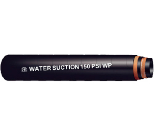 Buchanan Rubber WSB-300 Water Suction Hose, 100 ft L, 150 psi, Rubber Tube, Black