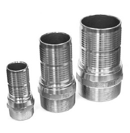 Buchanan Rubber CNT-600CR-SS316 Crimplok Combination Nipple, 6 in Hose Barbed x 6 in MIP, Stainless Steel