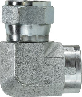 Midland Metal 650386 Swivel Nut Elbow, 1/2 in JIC Tube x 3/8 in FPT, Steel