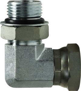 Midland Metal 6901NWO104 90 deg Swivel Adapter Elbow, 7/8 in Male ORB x 1/4 in FNPSM, Steel