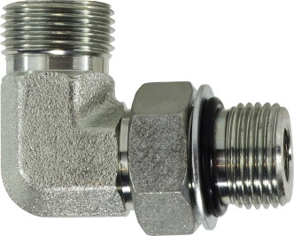 Midland Metal FS68012424 90 deg Elbow, 1-1/2 in Face Seal x 1-1/2 in Male ORB, Steel