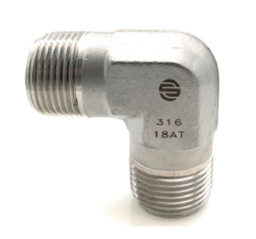 Stainless Adapters SS5500-06-06 90 deg Elbow, 3/8 in MNPT x 3/8 in MNPT, Stainless Steel