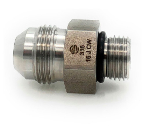 Stainless Adapters SS6400-04-04 Pipe Adapter, 1/4 in 37 deg JIC Male Flared x 1/4 in Male ORB, Stainless Steel
