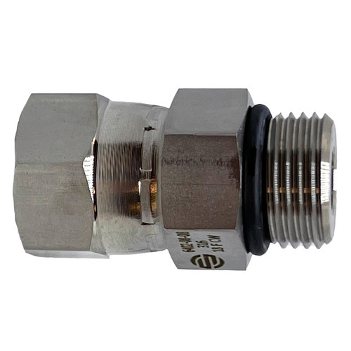 Stainless Adapters SS6402-04-04 Adapter, 1/4 in Male ORB x 1/4 in Female JIC Swivel, Stainless Steel