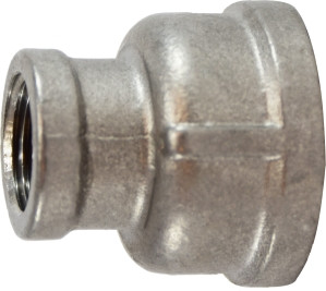 Midland Metal 62459 Reducing Coupling, 1 in FPT x 1/4 in FPT, Stainless Steel, 150 lb