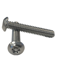 #10-32 x 1" Machine Screws, Torx Button Head, T25 Drive 6 Lobe Pin-In (Tamper-Resistant), 18-8 Stainless Steel, Full Thread, Qty 500