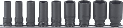 Ko-ken RS13301X/9 3/8 Sq. Dr. Socket set  8-22mm 6 point  Thin walled 9 pieces