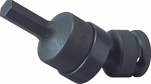 Ko-ken 13430M-6 3/8 Sq. Dr. Universal Bit Socket  6mm Hex Length 74mm