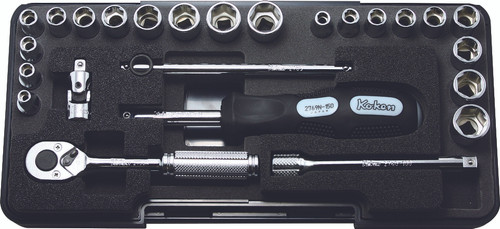Ko-ken P2201AM 1/4 Sq. Dr. Socket set   6 point  Plastic Case 25 pieces