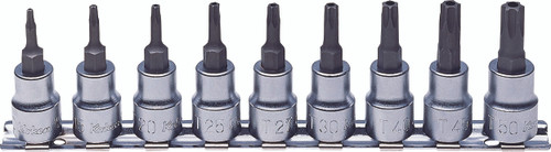 Ko-ken RS3025/9-HOLE 3/8 Sq. Dr. 9 Piece Tamper-Resistant TORX® Bit Socket set T10H-T50H
