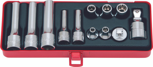 Ko-ken 4254 3/8, 1/2 Sq. Dr. 12 Piece TORX® Short/Deep Socket set E6-E14