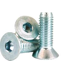 #10-24 x 1" Flat Head Socket Cap Screws, Zinc-Bake Cr+3, Full Thread, Coarse (UNC), Alloy Steel, Qty 100