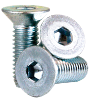 M5-0.80 x 25 mm Flat Head Socket Cap Screws, Metric Class 12.9, Zinc-Bake Cr+3, Full Thread, Coarse (UNC), Alloy Steel, DIN 7991, Qty 100