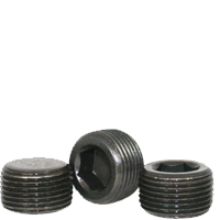 3/8"-18 Pipe Plugs, 3/4" Taper, Hex Dry-Seal, Black Oxide, Alloy Steel, Made in USA, Qty 100