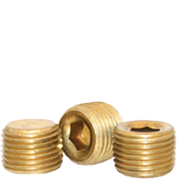 1/2"-14 Pipe Plugs, 3/4" Taper, Dry-Seal, Brass, Made in USA, Qty 50
