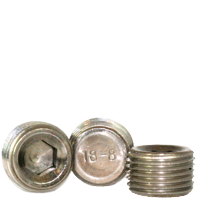 1/4"-18 Pipe Plugs, NPTF, 3/4" Taper, Hex Dry-Seal, 18-8 Stainless Steel A2, Made in USA, Qty 50