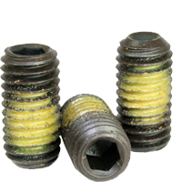 1"-8 x 1" Socket Set Screws, Cup Point, Nylon-Patch Black Oxide, Coarse (UNC), Alloy Steel, Qty 25