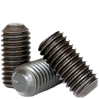 M4-0.70 x 6 mm Socket Set Screws, Flat Point, Metric Class 45H, Black Oxide, Coarse (UNC), Alloy Steel, ISO 4026 / DIN 913, Qty 100