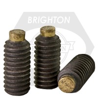 M6-1.00 x 20 mm Socket Set Screws, Brass-Tip, Plain Finish, Coarse (UNC), Alloy Steel, Qty 100