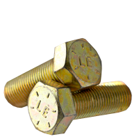 7/8"-14 x 8" Hex Cap Screws, Grade 8, Zinc-Yellow Cr+3 Bake, Partial Thread, Fine (UNF), Made in USA, Qty 10