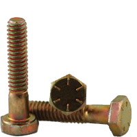 7/16"-14 x 1 1/4" Hex Cap Screws, Grade 8, Zinc-Yellow Cr+6 Bake, Full Thread, Coarse (UNC), Import, Qty 50