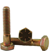 1"-8 x 1 1/2" Hex Cap Screws, Grade 8, Zinc-Yellow Cr+6 Bake, Full Thread, Coarse (UNC), Import, Qty 10