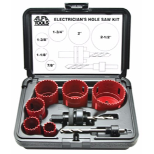 Alfa Tools HOSA8E 8pc Electrician's Hole Saw Kit