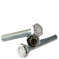 1/4"-20 x 2 1/2" Hex Tap Bolts, Grade 5, Zinc Cr+3, Full Thread, Medium Carbon Steel, Qty 75