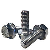 5/16"-18 x 5/8" Flange Screws w/ Wax , Serrated, Hex Head, 18-8 Stainless Steel, Full Thread, Qty 100