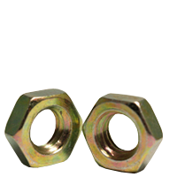 1"-14 Hex Jam Nuts, Grade A, A563, Zinc-Yellow Cr+6, Fine (UNF), Low Carbon Steel, Qty 25