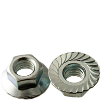 5/16"-18 Large Hex Flange Nuts, Serrated, Case Hardened, Zinc Cr+3, Coarse (UNC), Qty 200