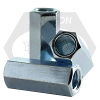 1/4"-20 x W 7/16" x L 1 3/4" Regular Hex Coupling Nuts, Zinc Cr+3, Grade A, A563, Qty 100