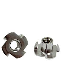 #10 - 32 x 9/32" Tee Nuts, 3 Prong, 18-8 Stainless Steel (Prongs & Barrel Length), Qty 500