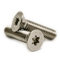 #10-24 x 1" Machine Screws, Torx Drive Flat Head, T20 Drive 6-Lobe, 18-8 Stainless Steel A2, Full Thread, Qty 500