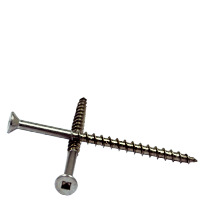 #8-8 x 1-3/4"/1-3/16" Drywall Screws (Wood & Deck), Square Drive Flat Head, Type 17, 18-8 Stainless Steel, 4 Nibs, Qty 500